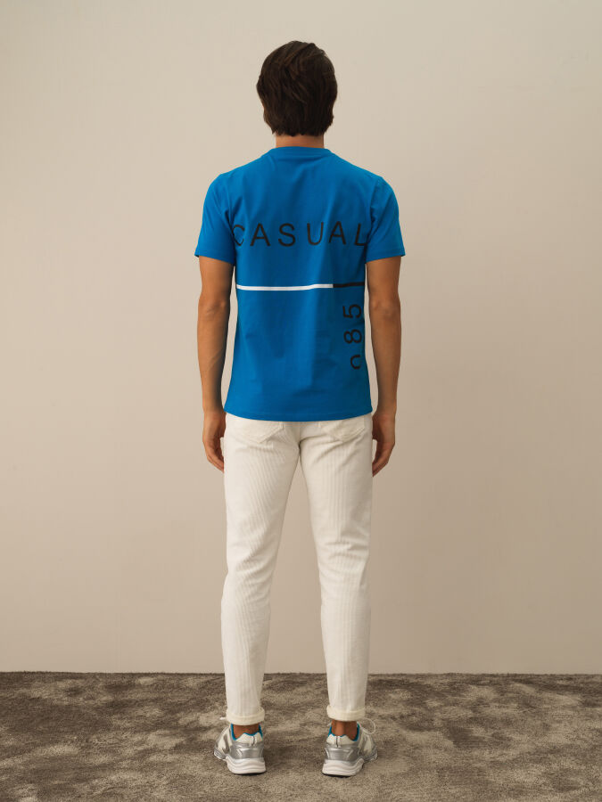 Mavi Regular Fit Bisiklet Yaka Pamuk Tişört - 4