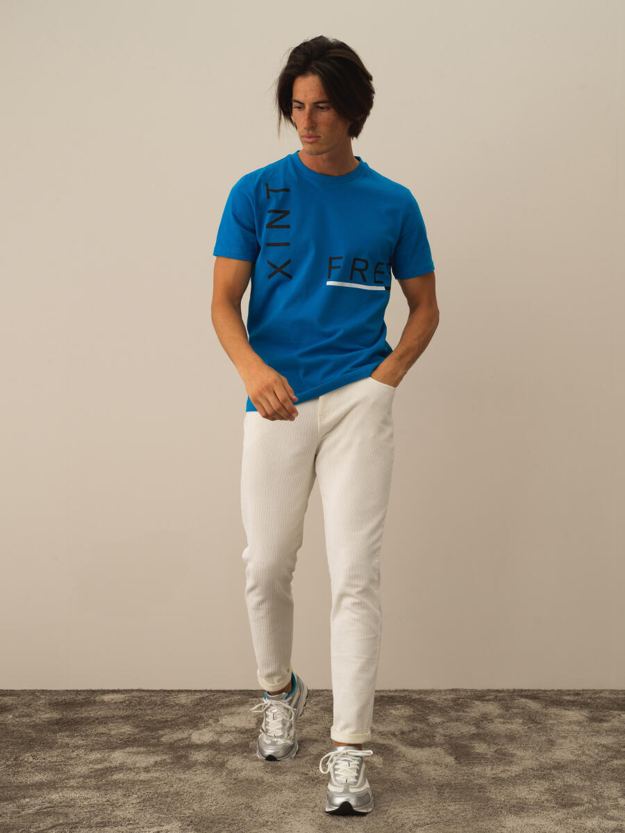 Mavi Pamuk Dokulu Regular Fit Tişört - 2