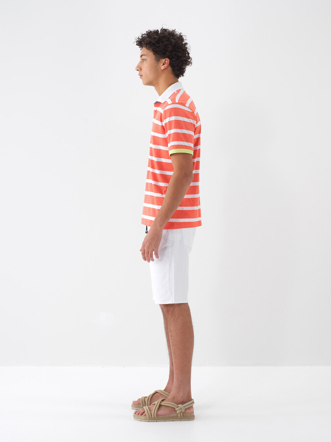 Nar Çiçeği Pamuk Dokulu Regular Fit Tişört - 4