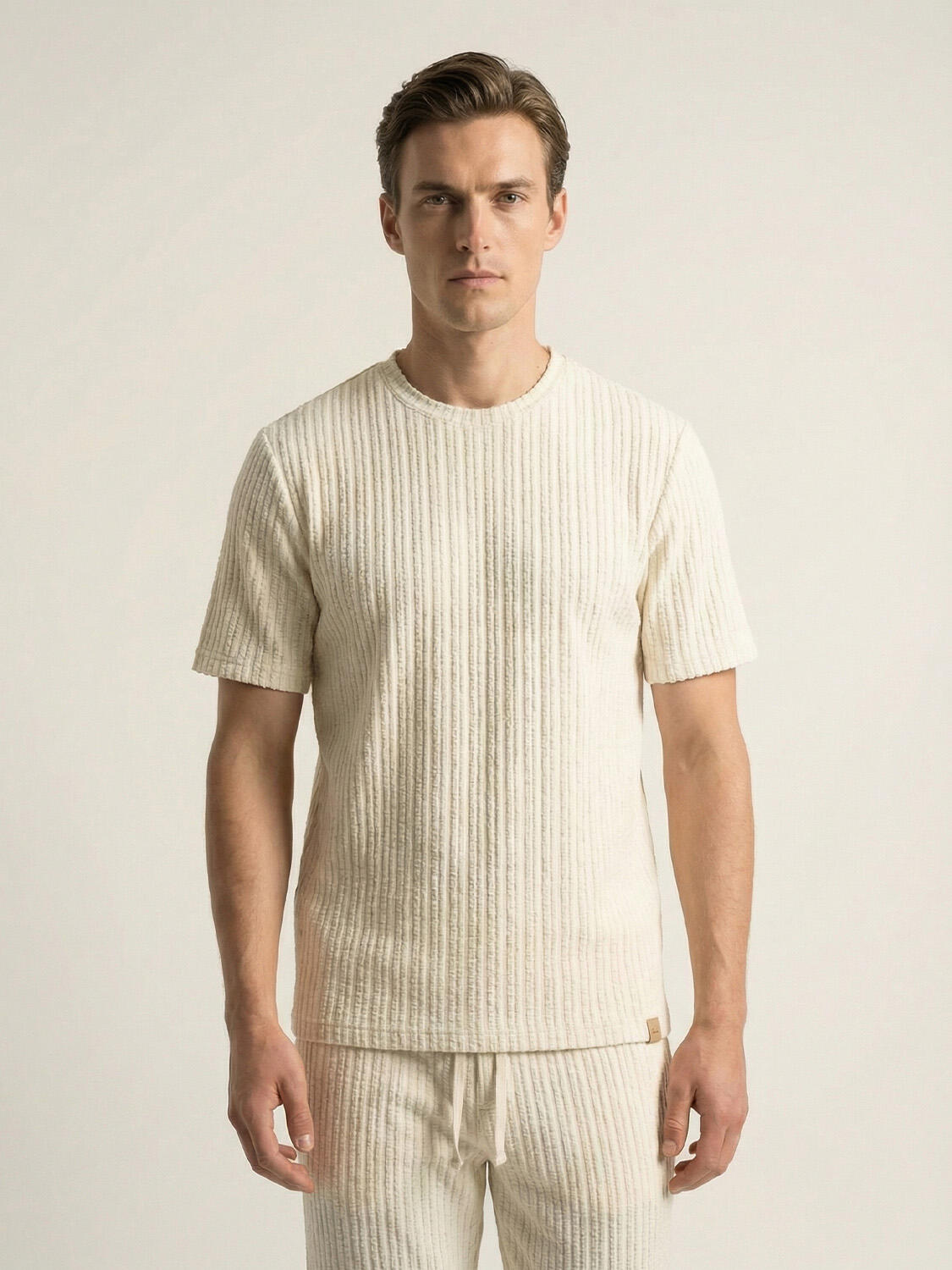 Naturel Keten Karışımlı Regular Fit Tişört - 1