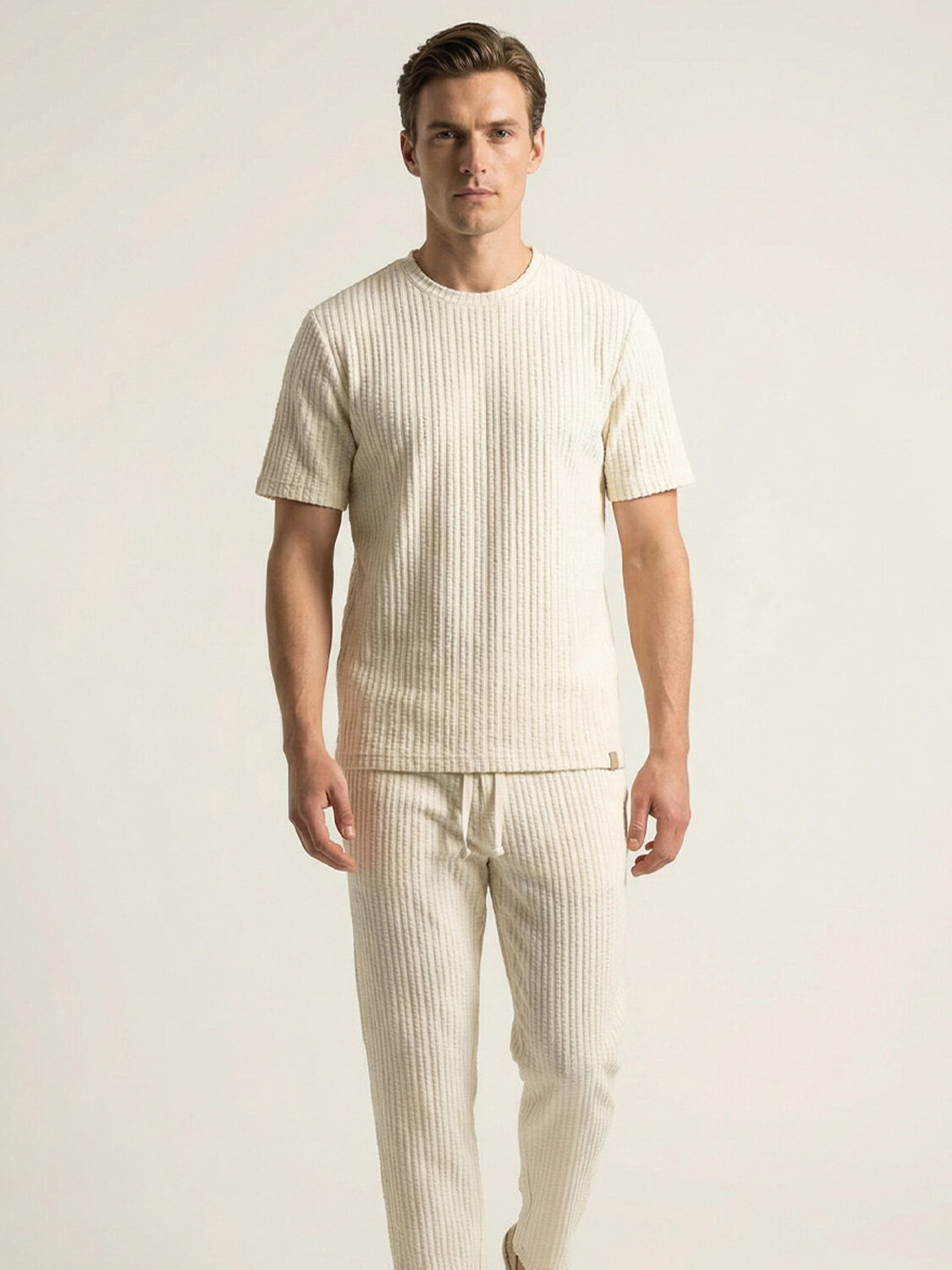 Naturel Keten Karışımlı Regular Fit Tişört