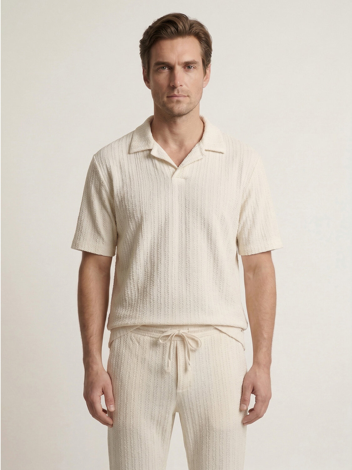 Naturel Keten Karışımlı Regular Fit Tişört