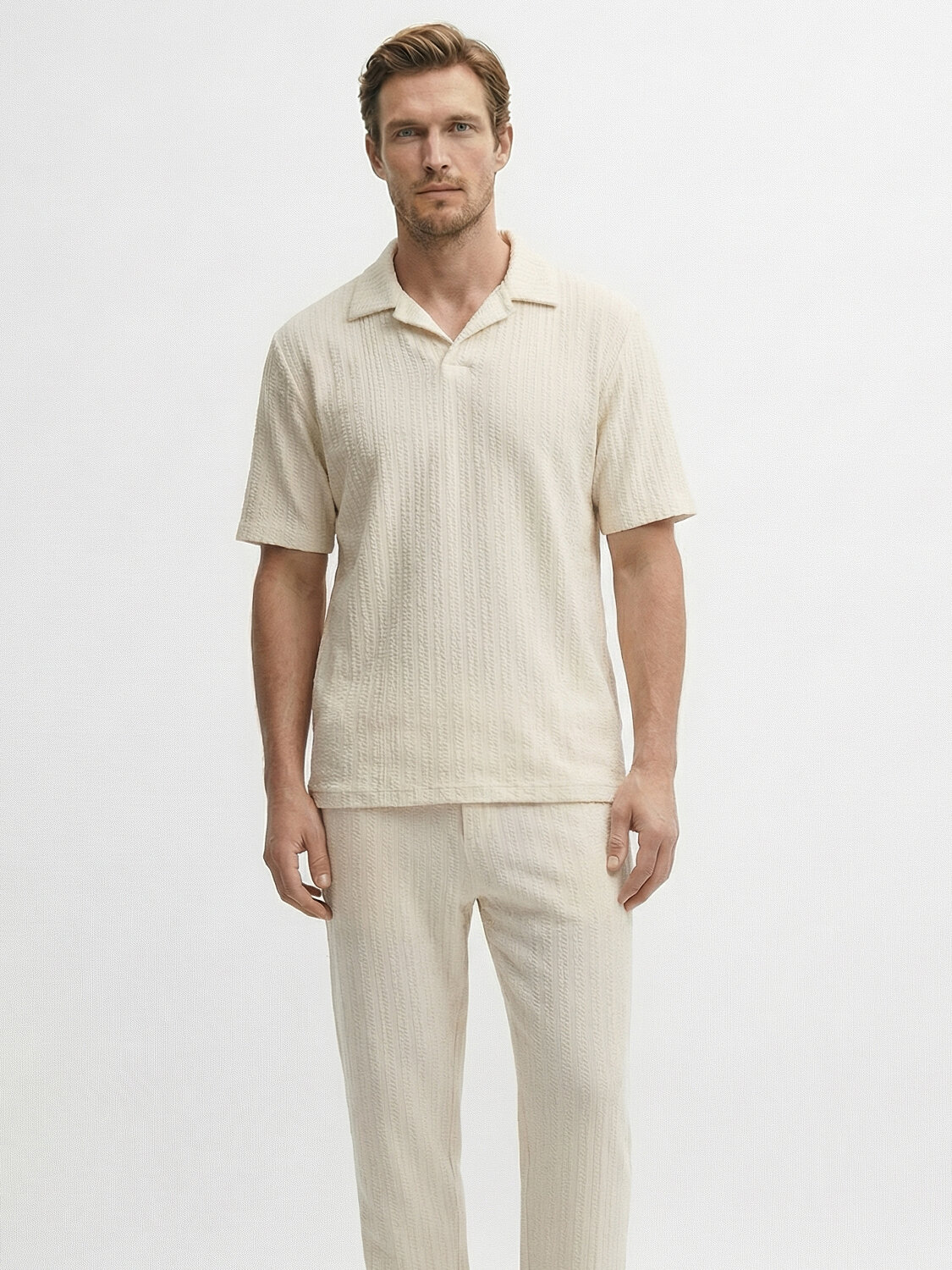 Naturel Keten Karışımlı Regular Fit Tişört