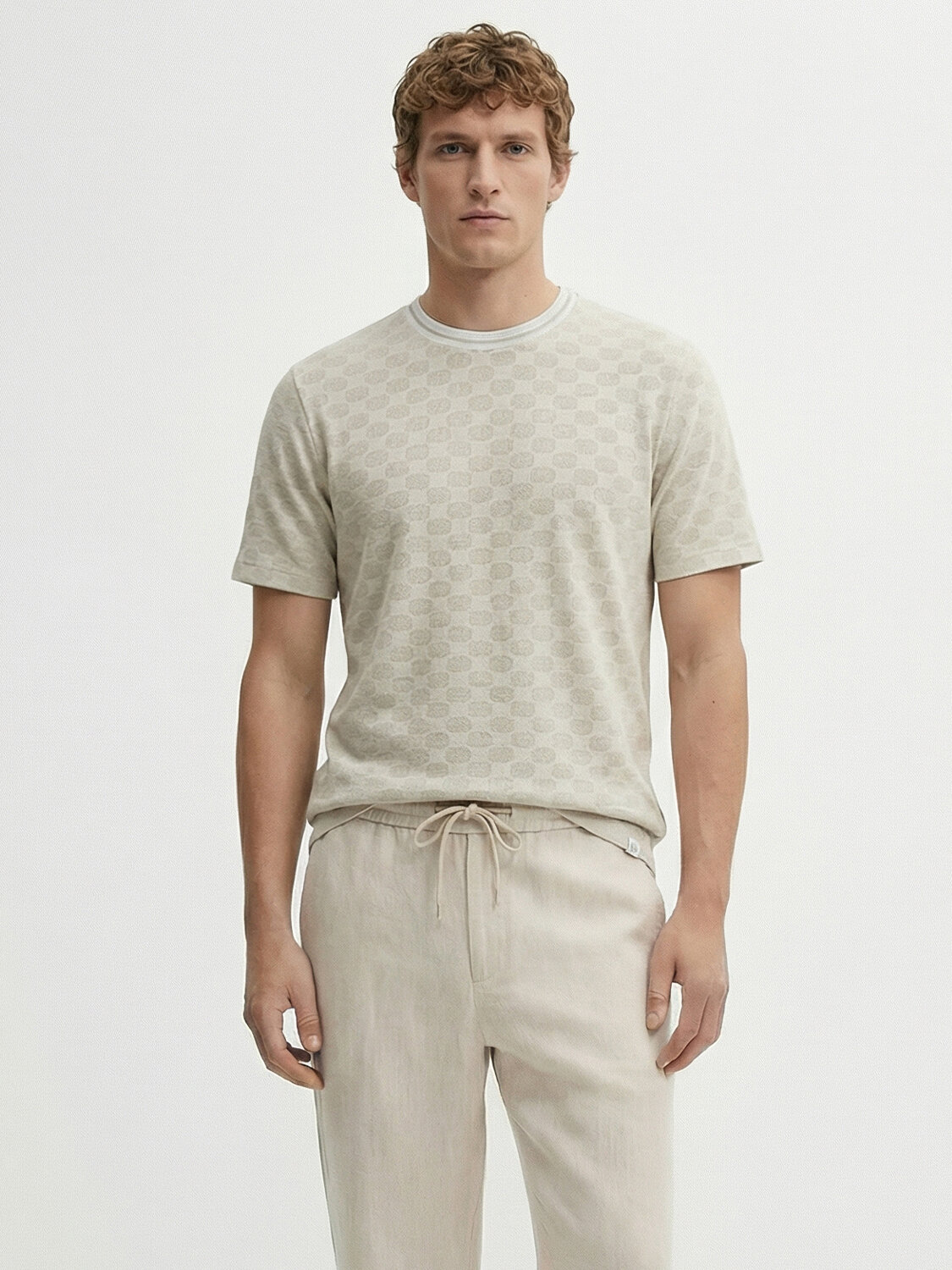 Naturel Keten Karışımlı Regular Fit Tişört