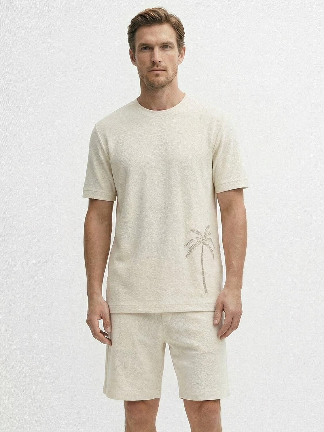 Naturel Keten Karışımlı Regular Fit Tişört