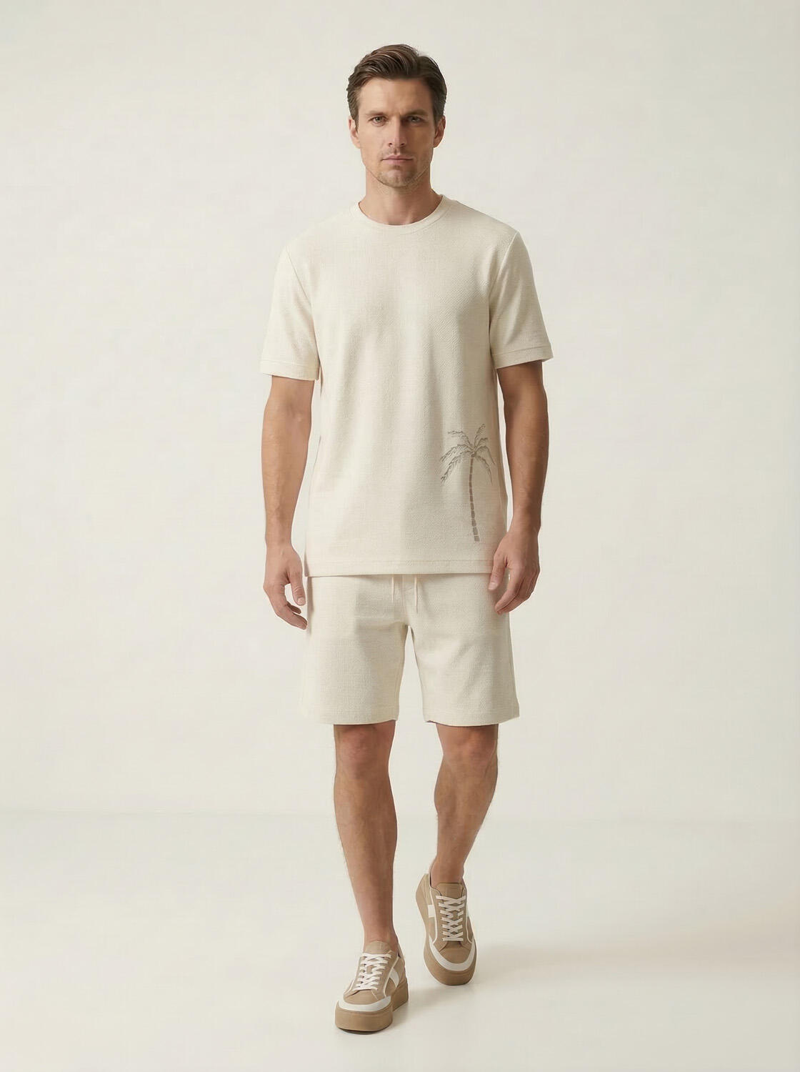 Naturel Keten Karışımlı Regular Fit Tişört - 2