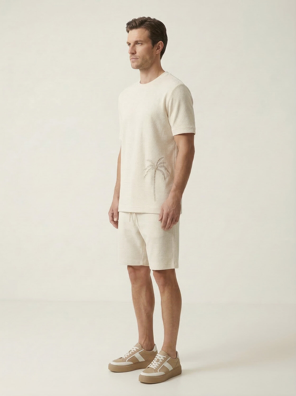 Naturel Keten Karışımlı Regular Fit Tişört - 3