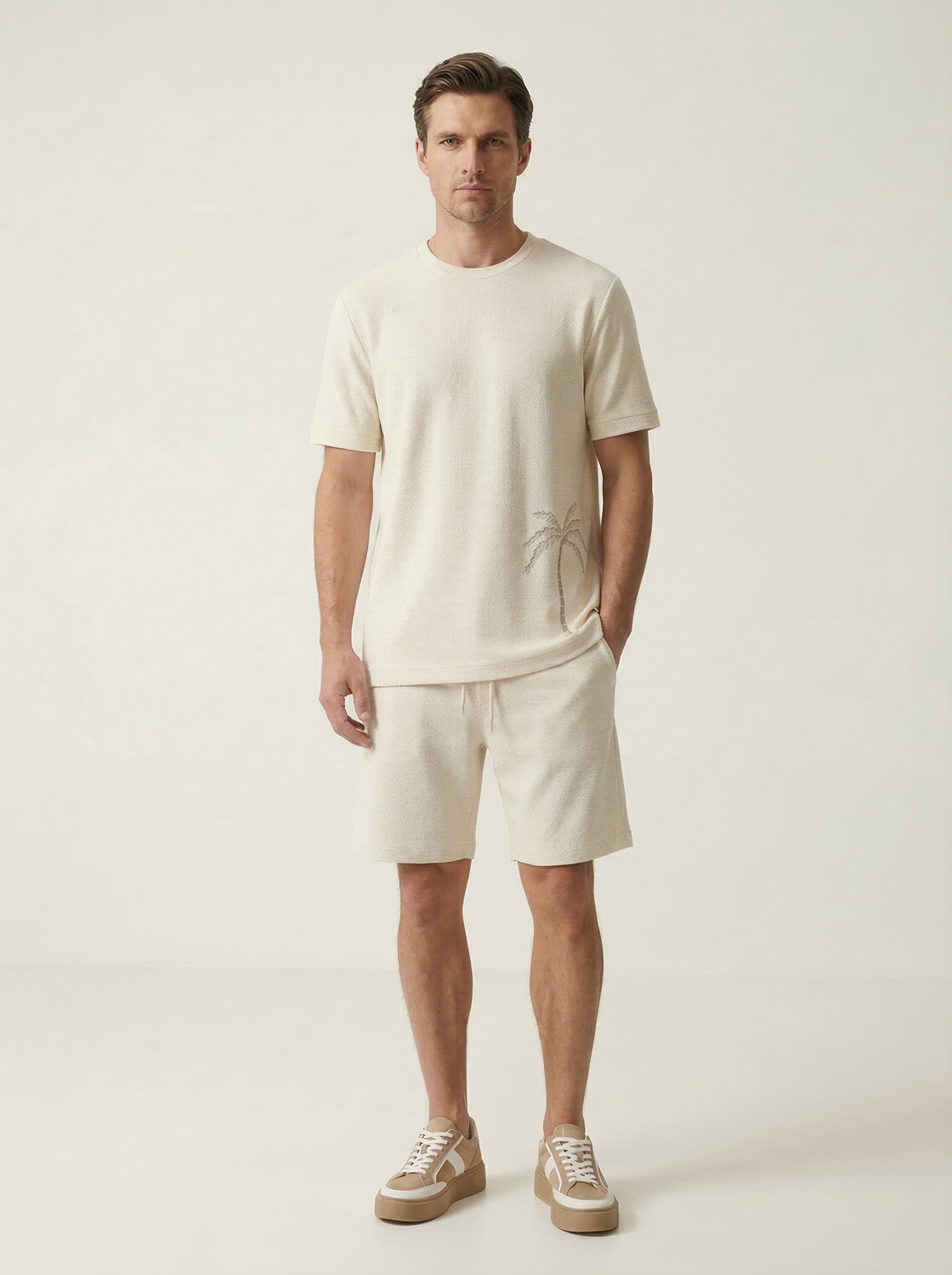 Naturel Keten Karışımlı Regular Fit Tişört - 4