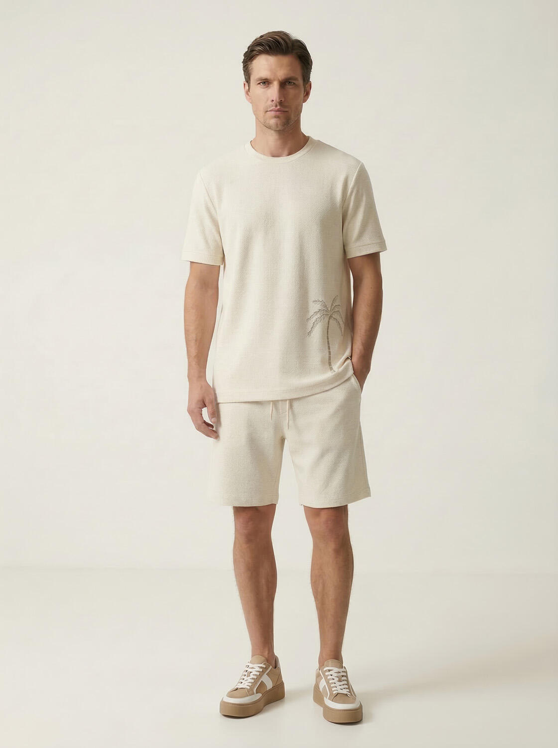 Naturel Keten Karışımlı Regular Fit Tişört - 4