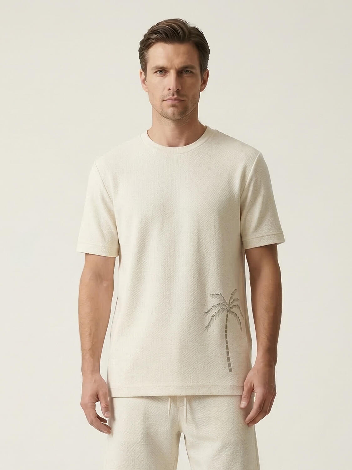 Naturel Keten Karışımlı Regular Fit Tişört - 1