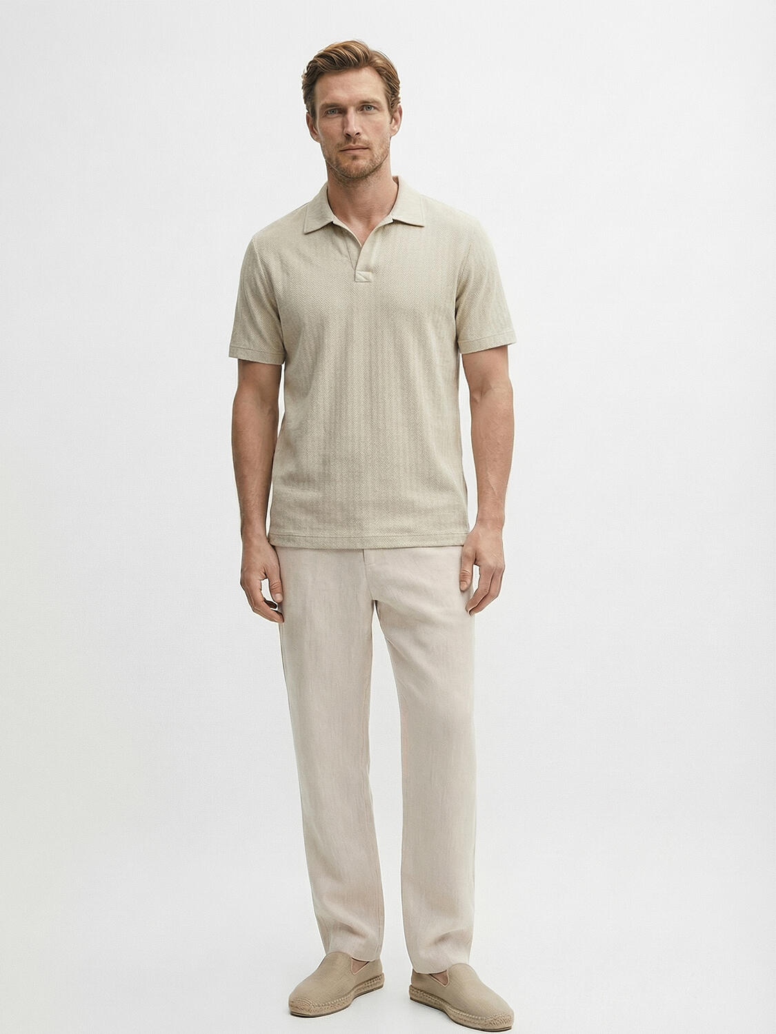 Naturel Keten Karışımlı Regular Fit Tişört - 2