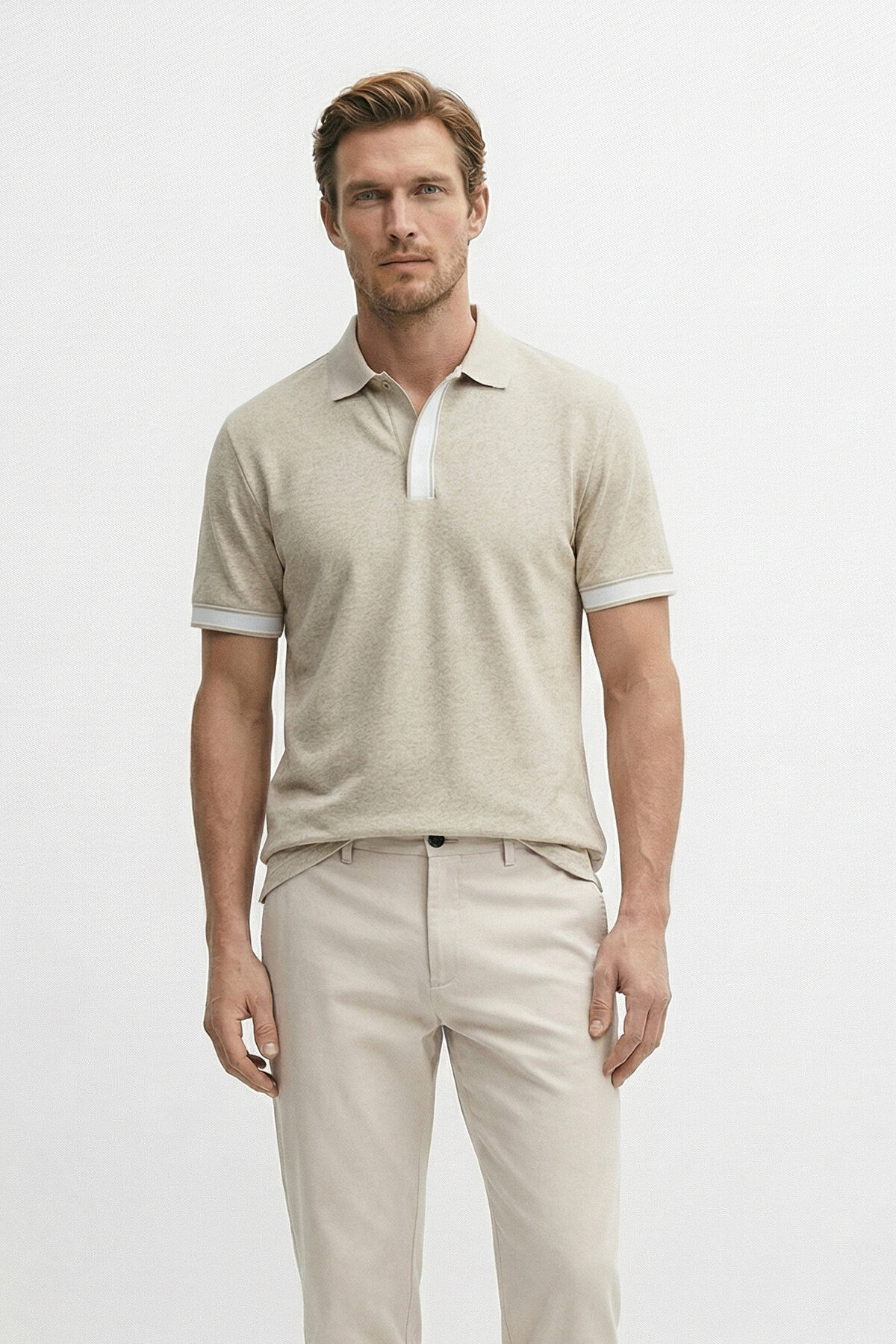 Naturel Keten Karışımlı Regular Fit Tişört