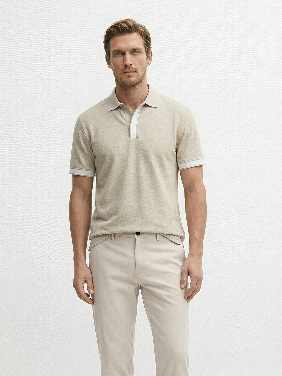 Naturel Keten Karışımlı Regular Fit Tişört