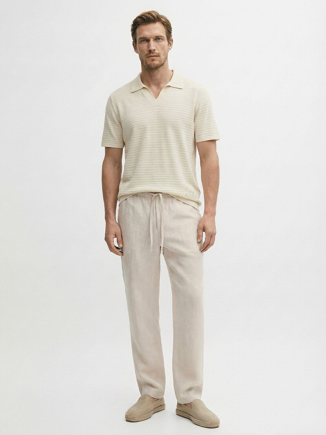 Naturel Pamuk Dokulu Regular Fit Tişört (1)