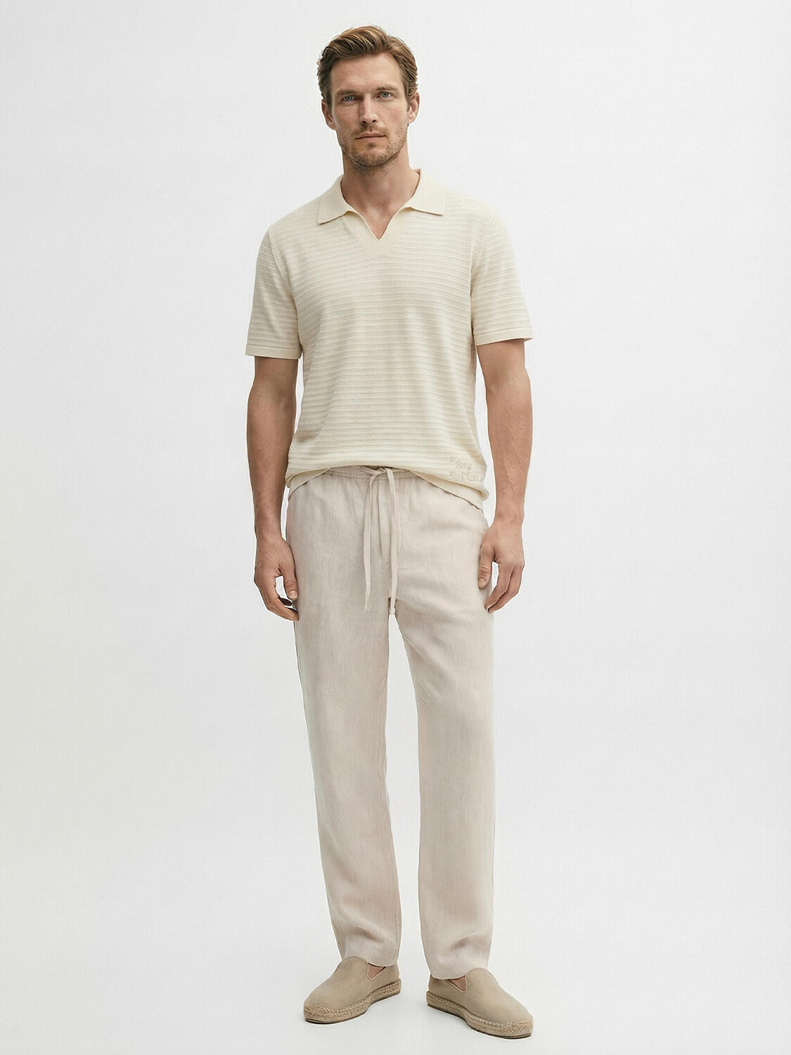 Naturel Pamuk Dokulu Regular Fit Tişört - 2