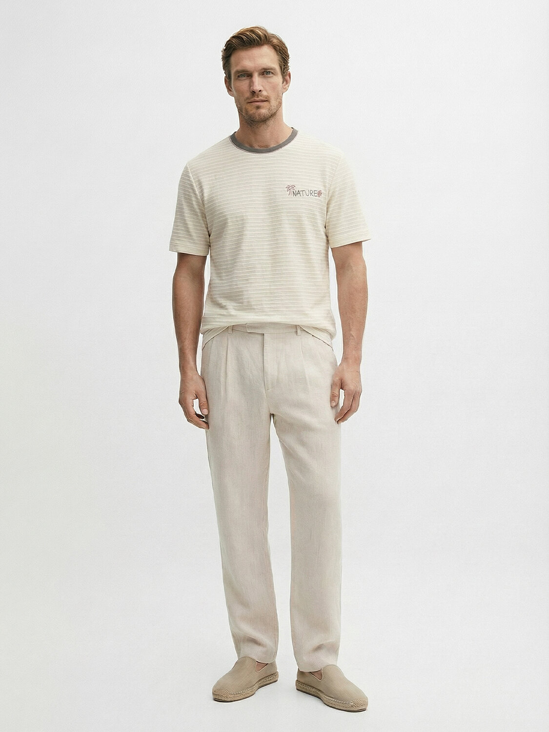 Naturel Pamuk Dokulu Regular Fit Tişört (1)