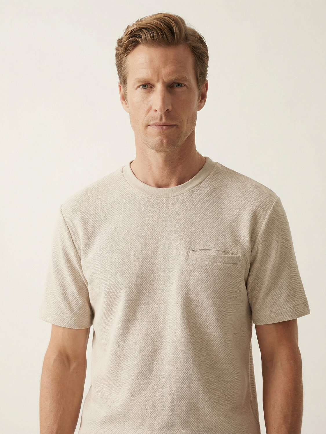 Naturel Pamuk Dokulu Regular Fit Tişört - 3