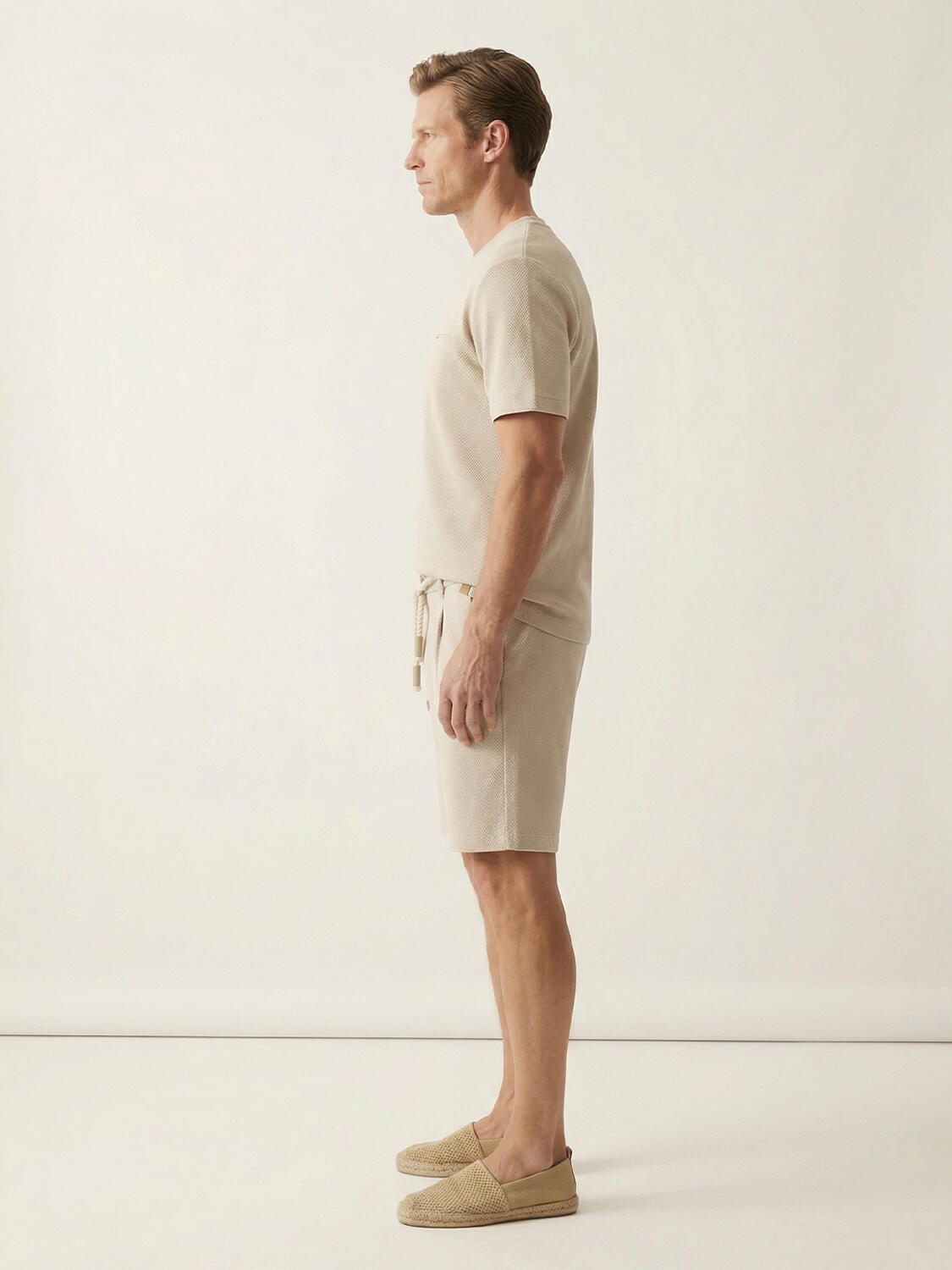 Naturel Pamuk Dokulu Regular Fit Tişört - 4