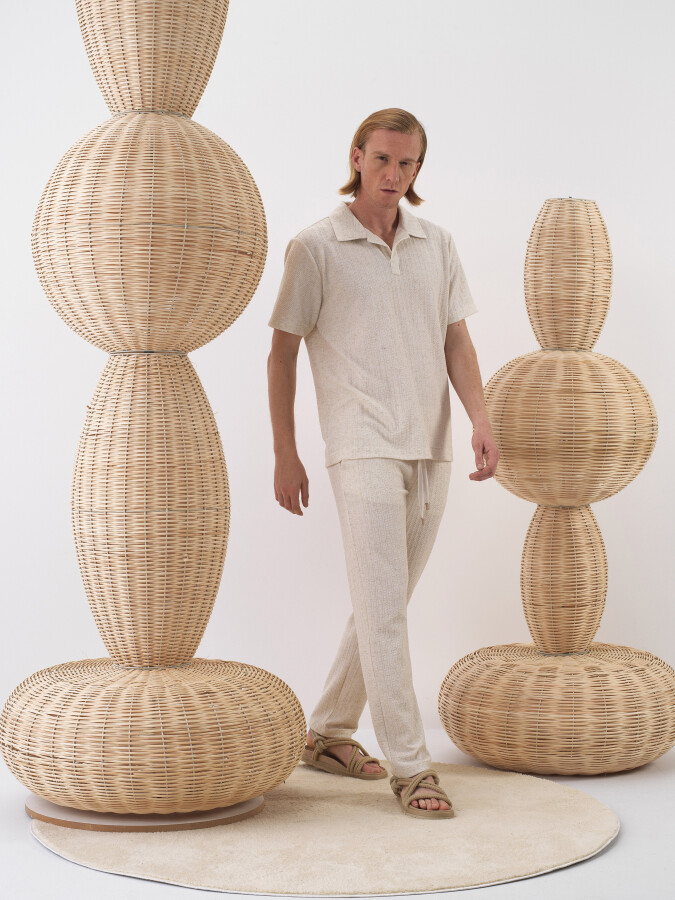 Naturel Keten Karışımlı Regular Fit Tişört (1)