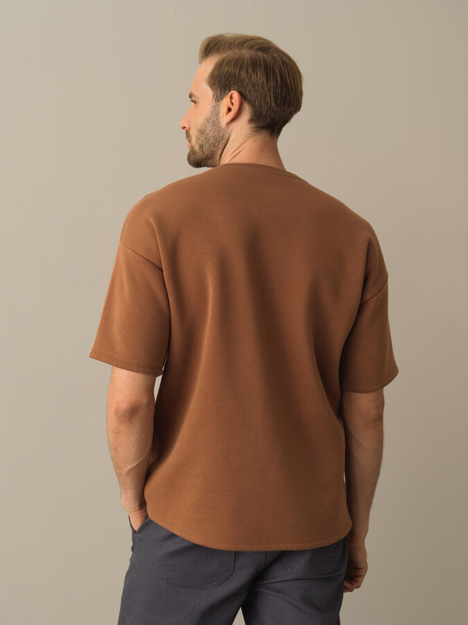 Camel Pamuk Dokulu Oversize Baskılı Sweatshirt - Xint