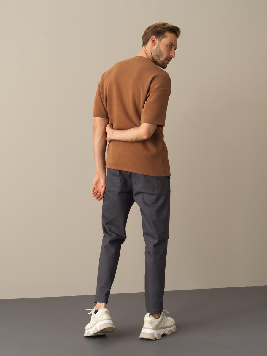 Camel Pamuk Dokulu Oversize Baskılı Sweatshirt - 5