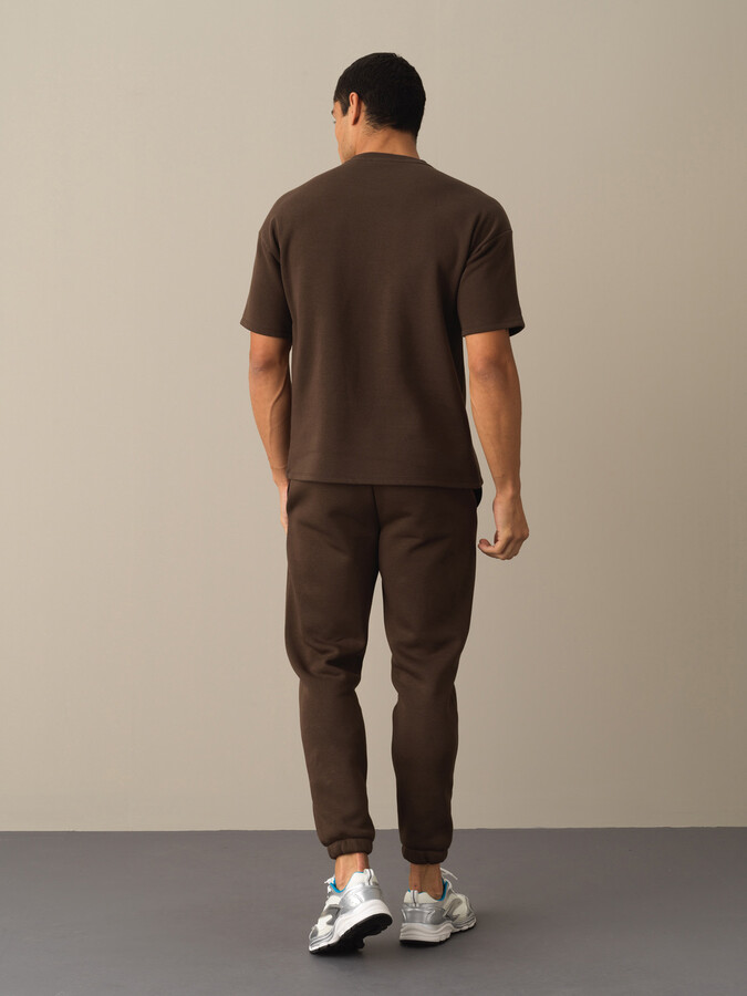 Kahverengi Pamuk Dokulu Oversize Baskılı Sweatshirt - Xint