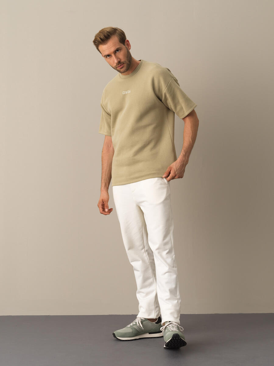 Yeşil Pamuk Dokulu Oversize Baskılı Sweatshirt - 2