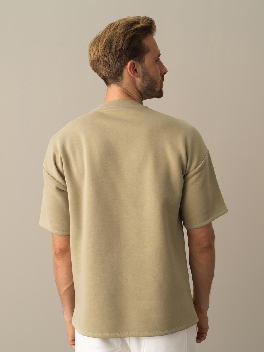 Yeşil Pamuk Dokulu Oversize Baskılı Sweatshirt - 3