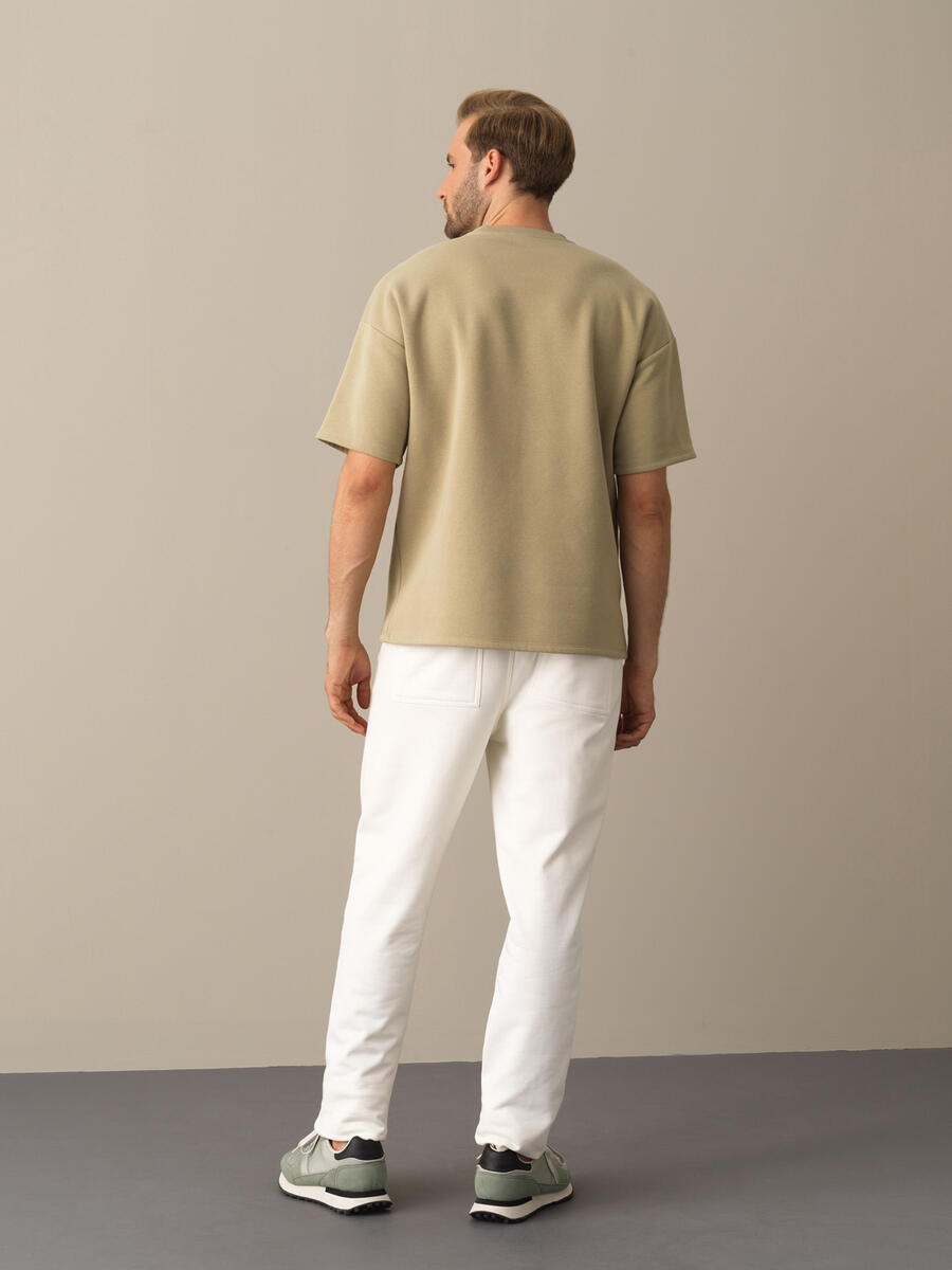 Yeşil Pamuk Dokulu Oversize Baskılı Sweatshirt - 4