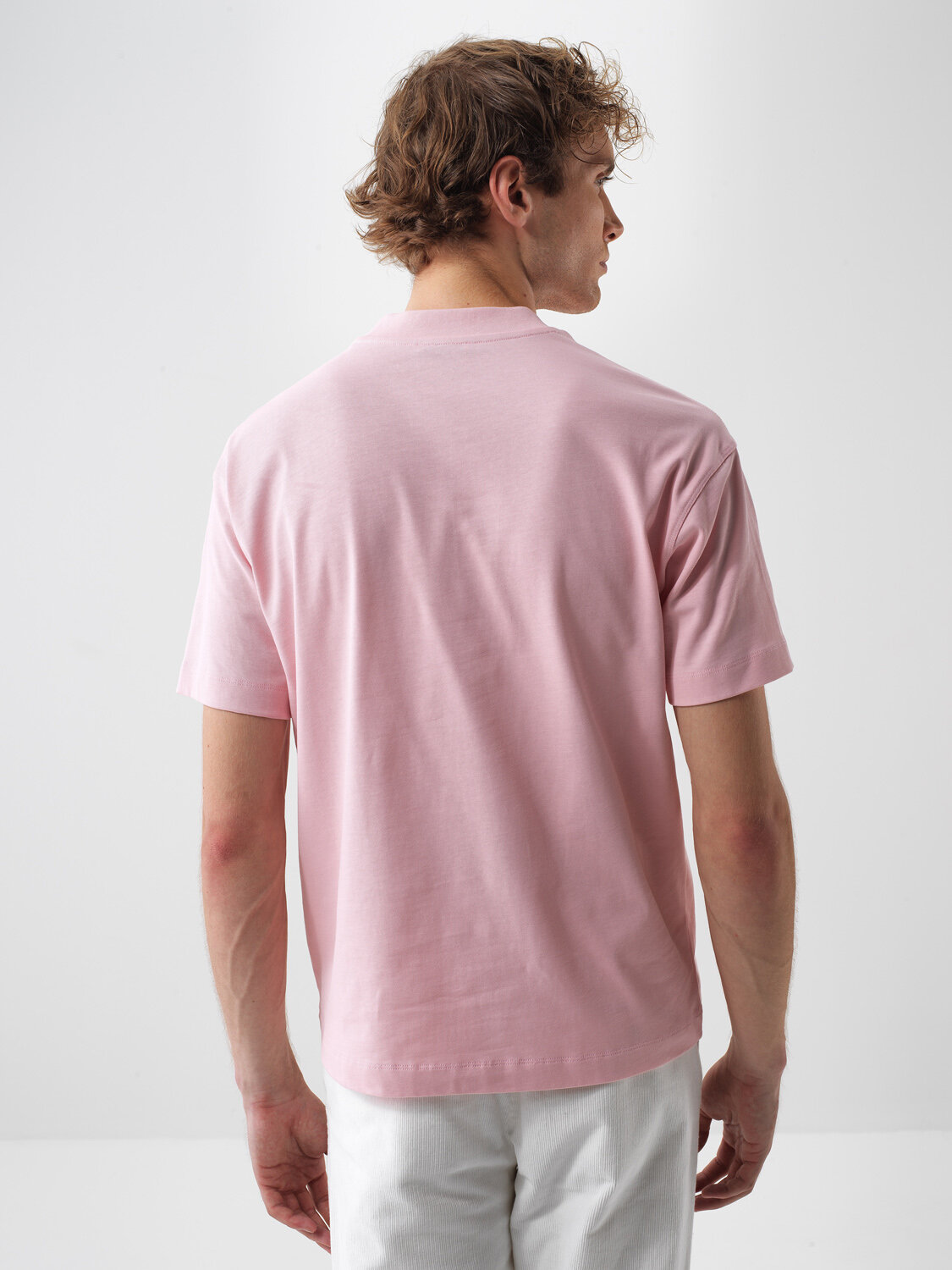 Pembe Pamuk Dokulu Regular Fit Tişört - 4