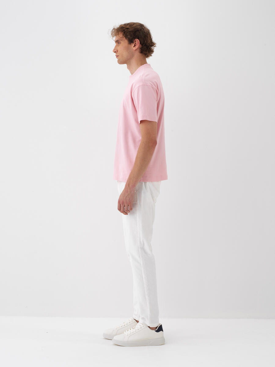 Pembe Pamuk Dokulu Regular Fit Tişört - 3