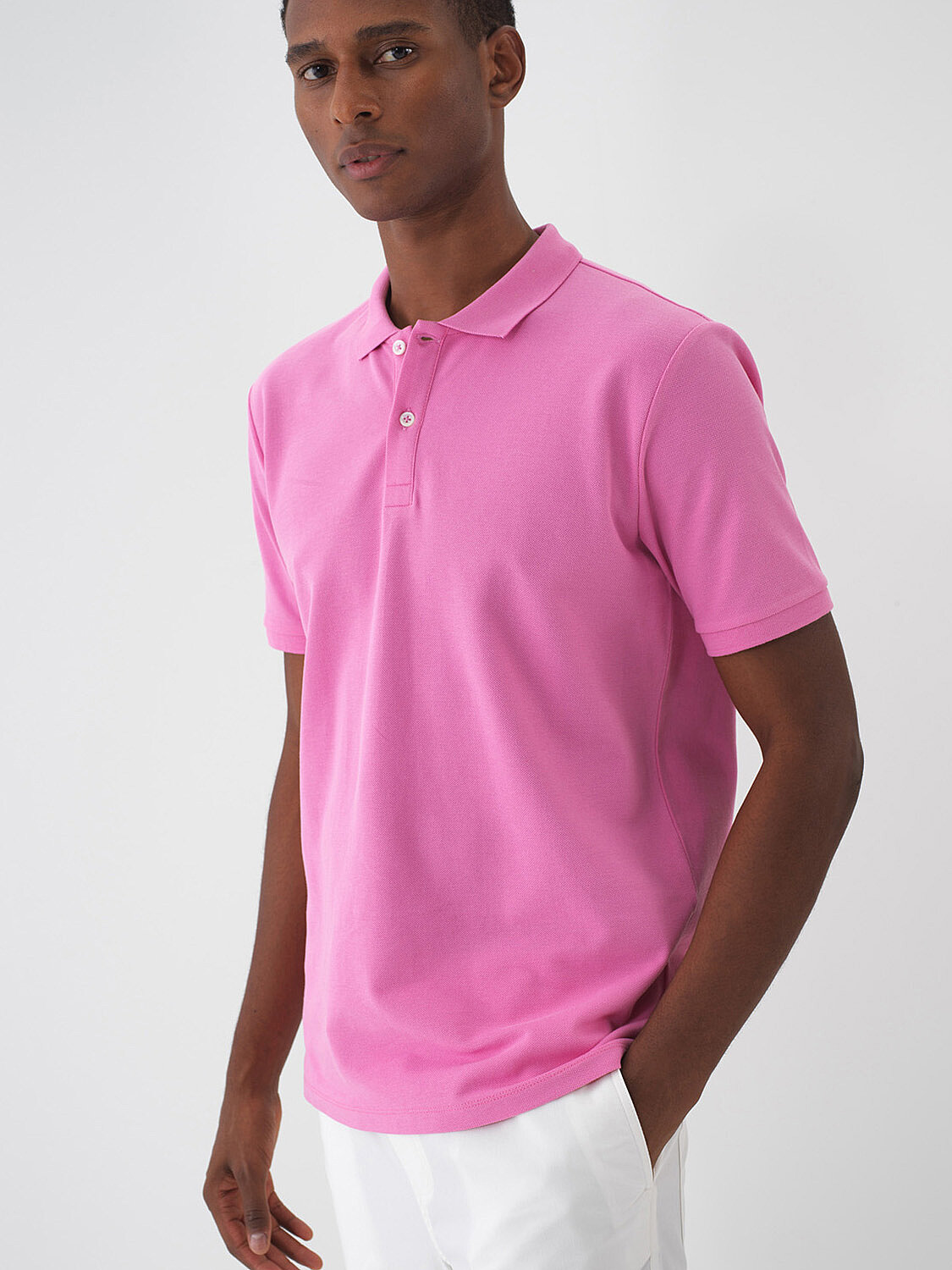 Pembe Pamuk Dokulu Regular Fit Tişört