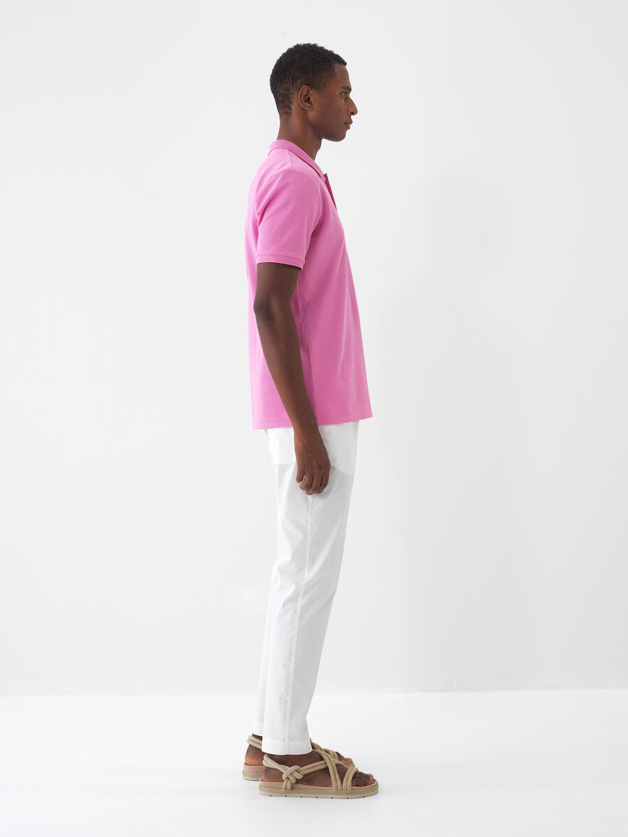Pembe Pamuk Dokulu Regular Fit Tişört - 3