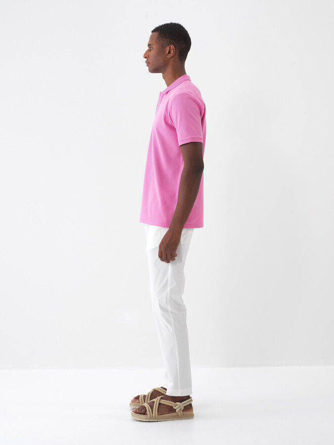 Pembe Pamuk Dokulu Regular Fit Tişört - 4
