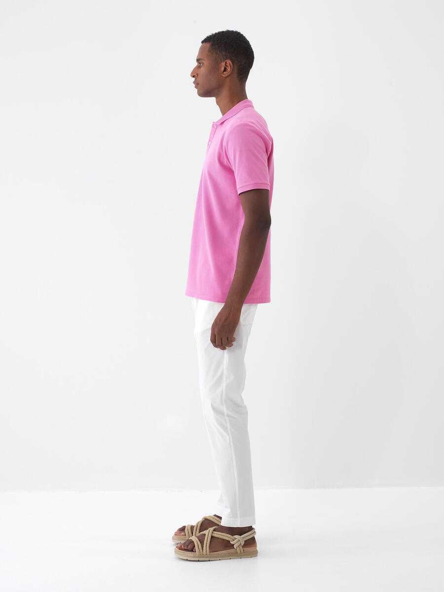Pembe Pamuk Dokulu Regular Fit Tişört - 4