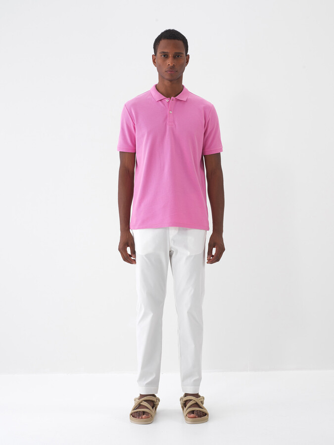 Pembe Pamuk Dokulu Regular Fit Tişört - 1