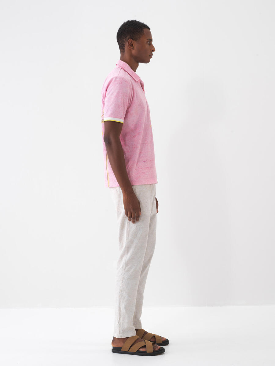 Pembe Pamuk Dokulu Regular Fit Tişört - 3