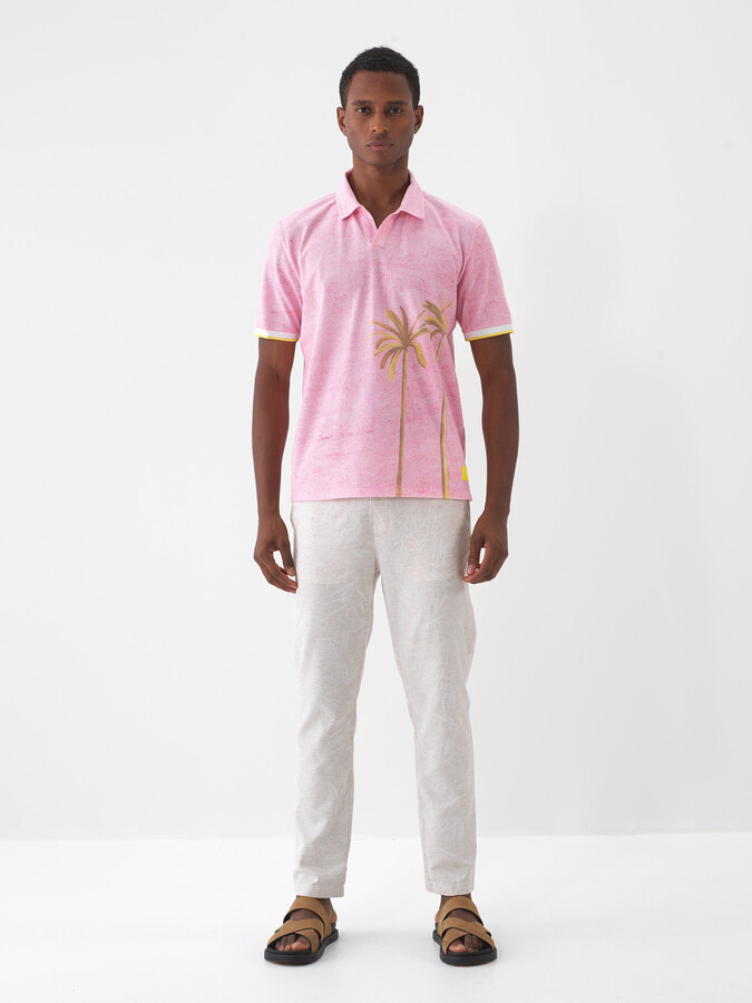 Pembe Pamuk Dokulu Regular Fit Tişört - 1
