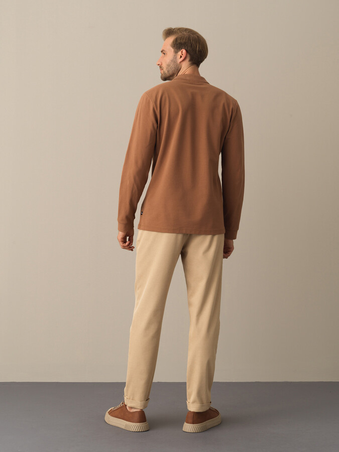 Camel Pamuk Dokulu Regular Fit Polo Tişört - Xint
