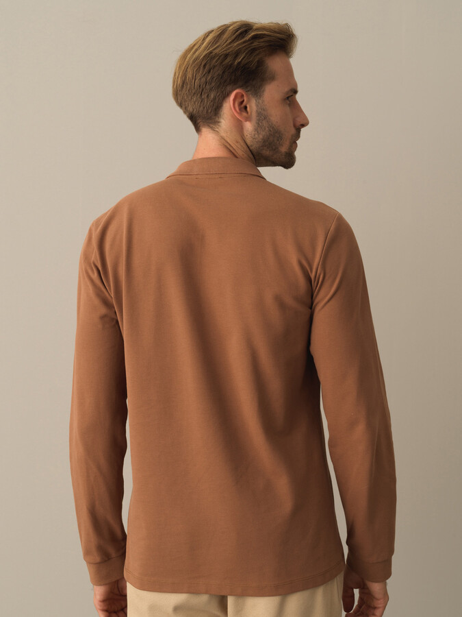 Camel Pamuk Dokulu Regular Fit Polo Tişört - Xint