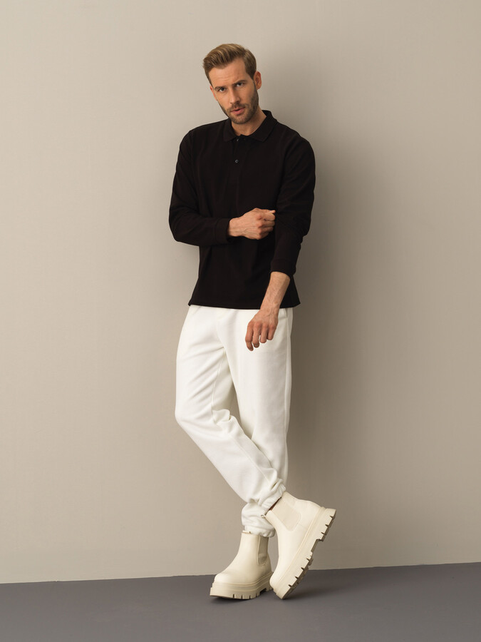 Siyah Pamuk Dokulu Regular Fit Polo Tişört - Xint