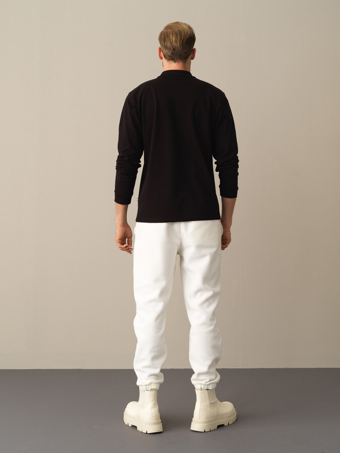 Siyah Pamuk Dokulu Regular Fit Polo Tişört - Xint