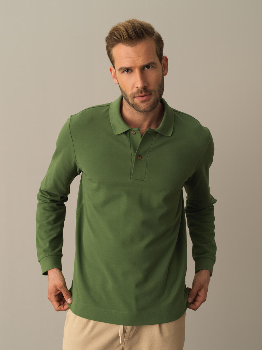 Polo Yaka %100 Pamuk Regular Fit Basic Tişört - 1