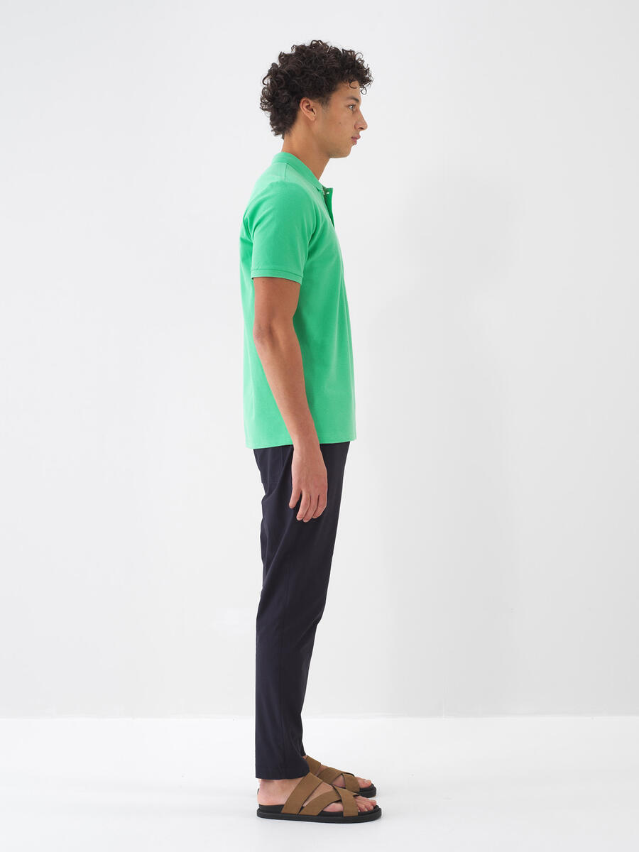 Yeşil Pamuk Dokulu Regular Fit Tişört - 3