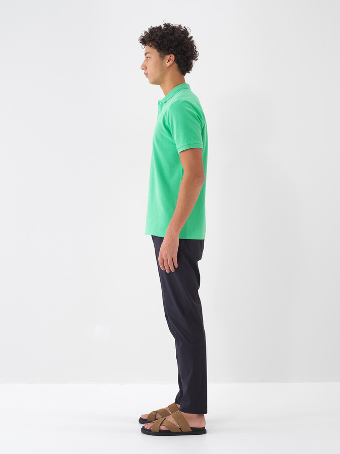 Yeşil Pamuk Dokulu Regular Fit Tişört - 4