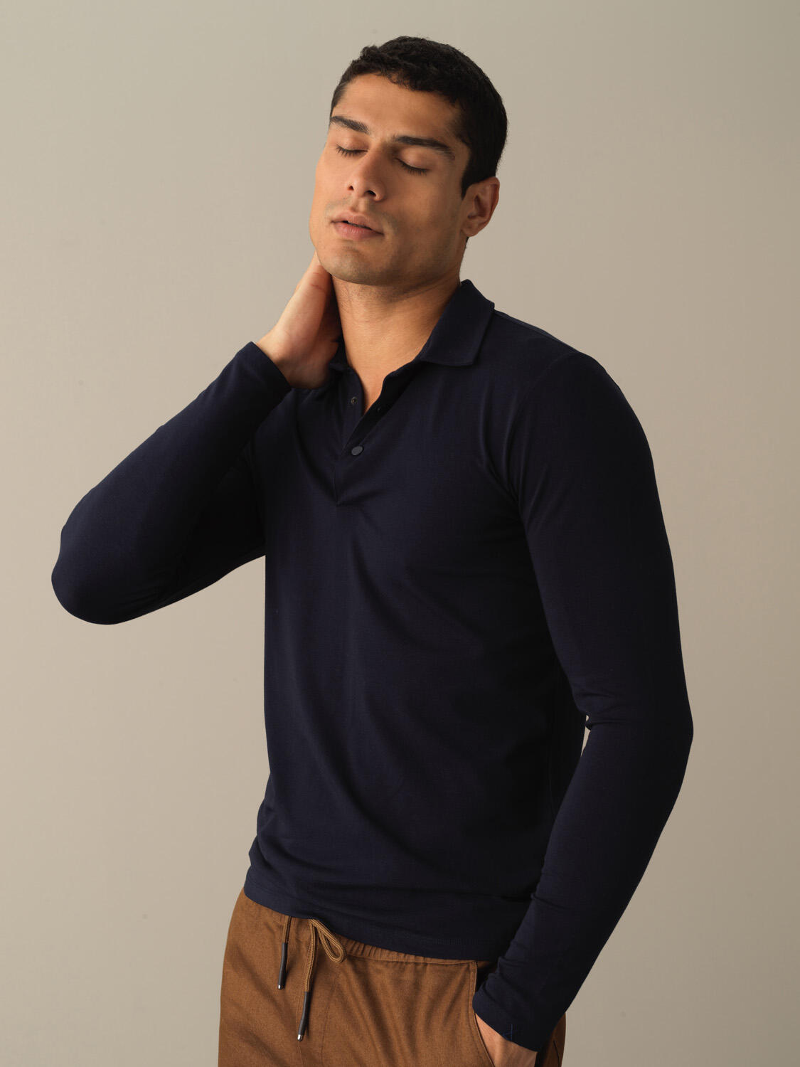 Lacivert Modal Dokulu Slim Fit Tişört