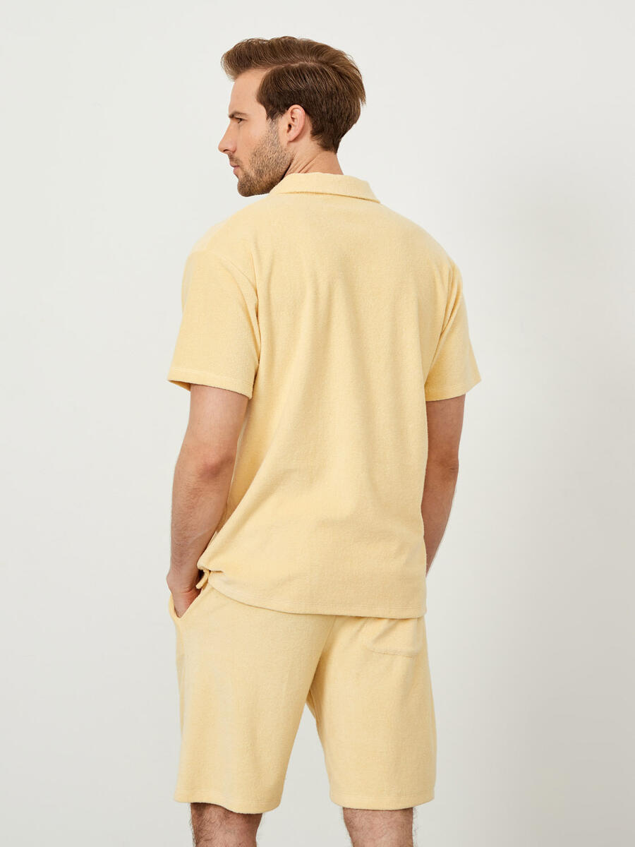 Sarı Oversize Pamuklu Havlu Tişört - 4