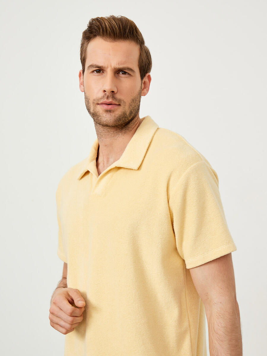 Sarı Oversize Pamuklu Havlu Tişört - 1