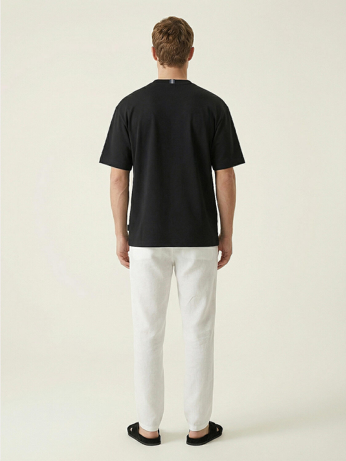 Siyah Pamuk Dokulu Oversize Tişört - 3