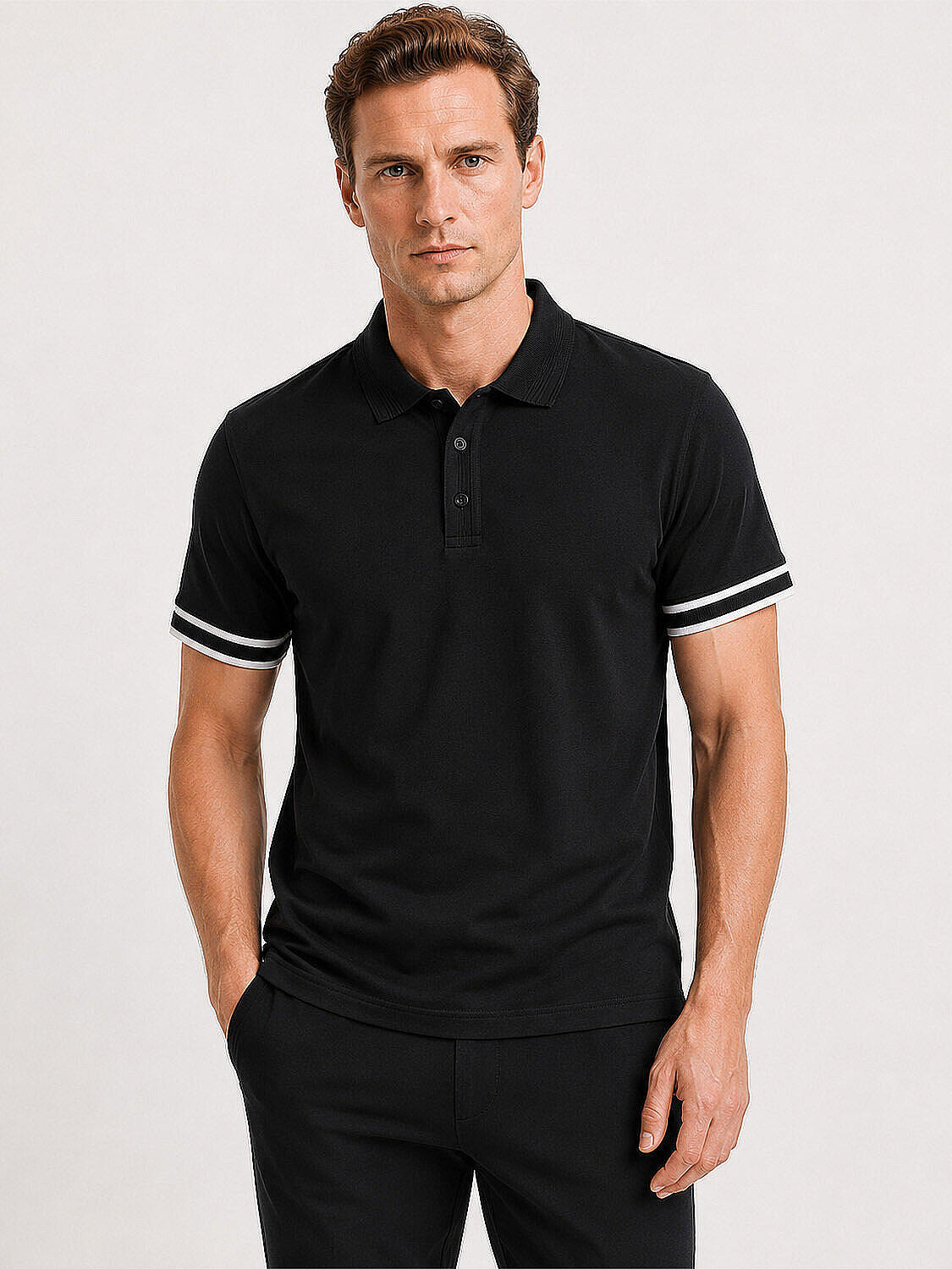Siyah Pamuk Dokulu Regular Fit Tişört (3)